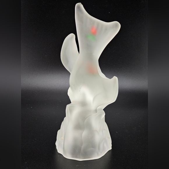 L.E. Smith Frosted Satin Bird Dove Glass Figurine Sculpture Hand Painted Flowers - Picture 4 of 8